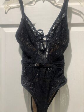 BECCA Black Lace Swimwear with Crochet Detail